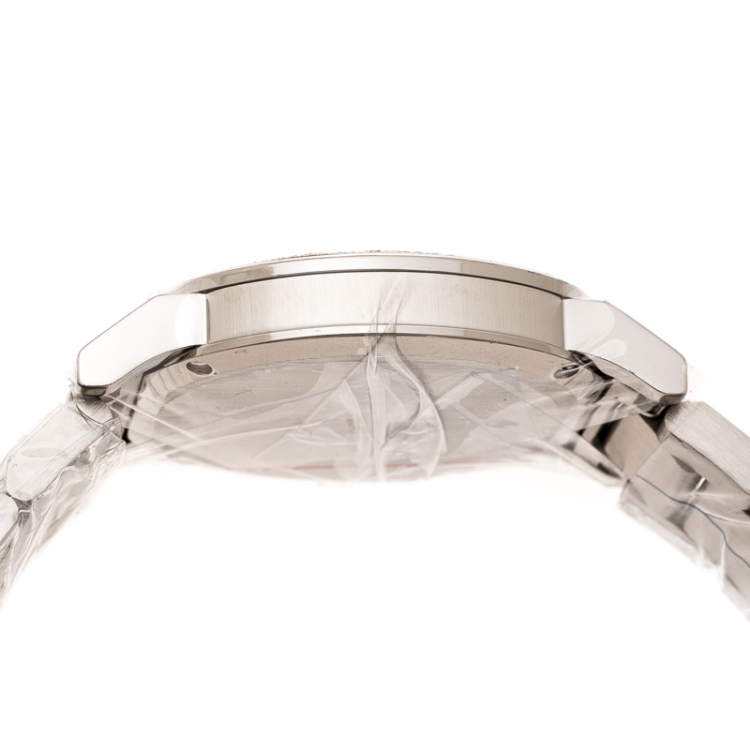 Pre Owned Burberry Silver Check Stamped Stainless Steel The City BU9037 Unisex Wristwatch 38 mm
