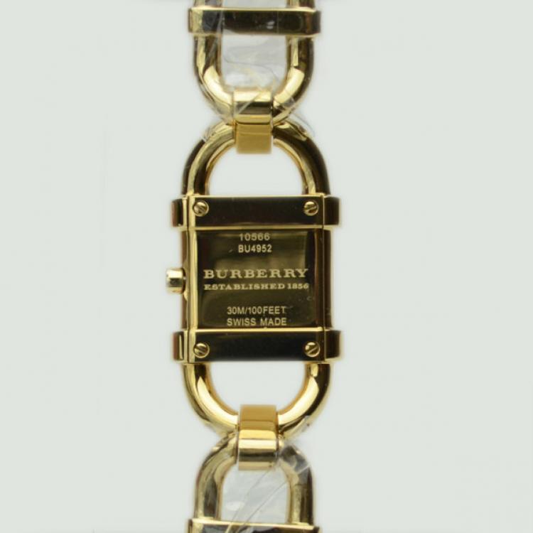 Pre Owned Burberry Gold Plated Stainless Steel Womens Wristwatch 17 MM