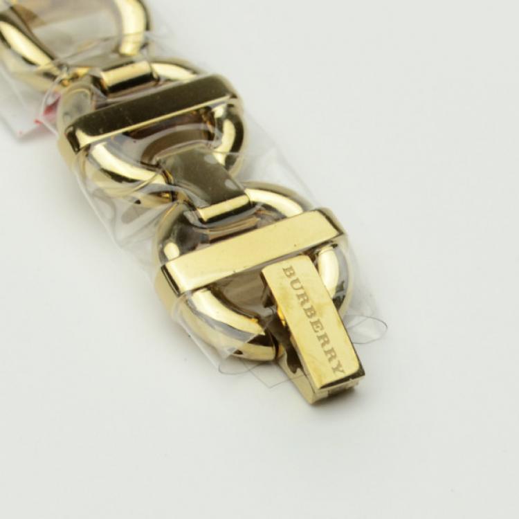 Pre Owned Burberry Gold Plated Stainless Steel Womens Wristwatch 17 MM