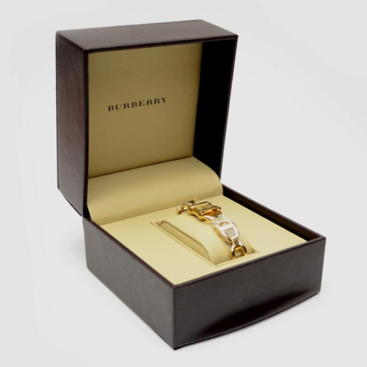 Pre Owned Burberry Gold Plated Stainless Steel Womens Wristwatch 17 MM