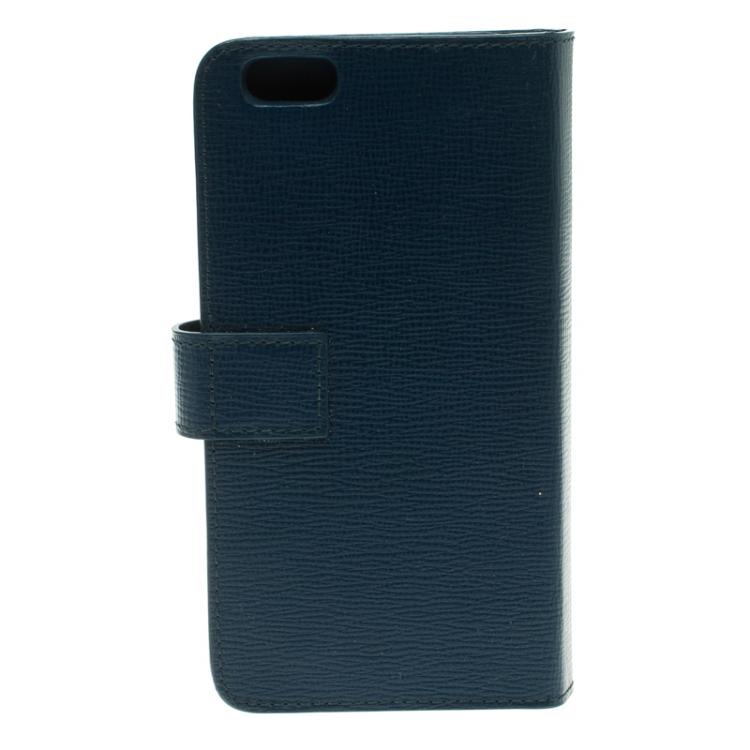 Pre Owned غطاء آيفون 7 بربري جلد أزرق مخضر مطوي