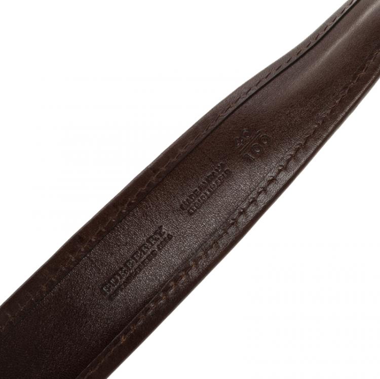 مملوكة مسبقًا Burberry Brown Super Nova Check Fabric and Leather Trim Belt 100cm 
