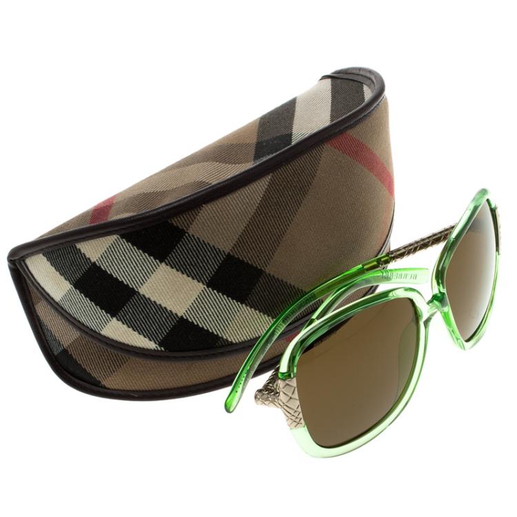 Pre Owned Burberry Brown Oversized B4092 Round Sunglasses