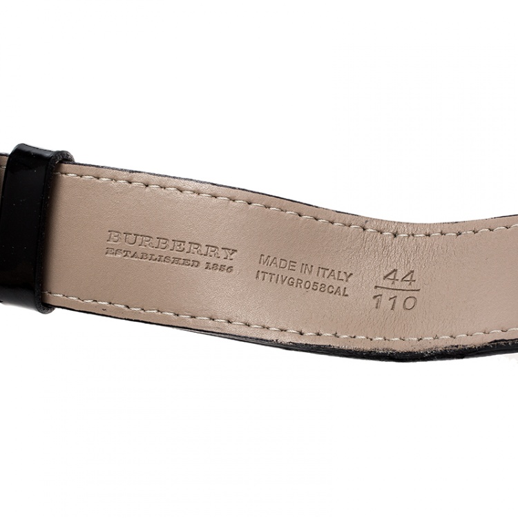 Pre Owned Burberry Black Nova Check Patent Leather Belt 110 cm