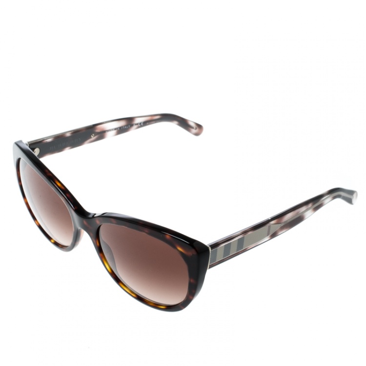 Pre Owned Burberry Tortoise/Brown Gradient B4224 Cat Eye Sunglasses