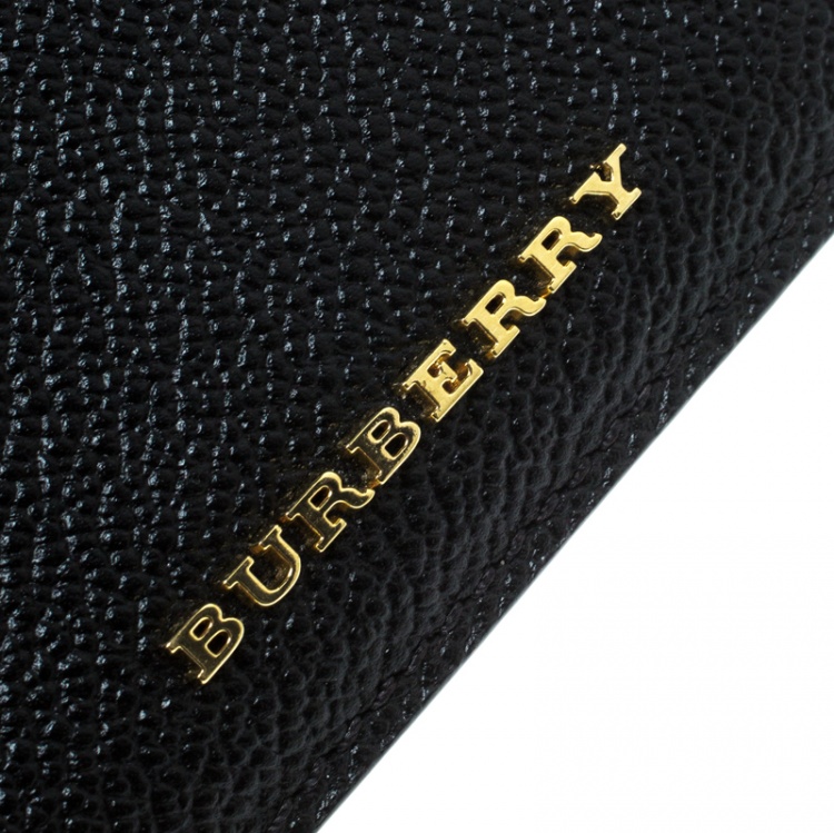 Pre Owned Burberry Black Leather Camberwellid Card Case Holder