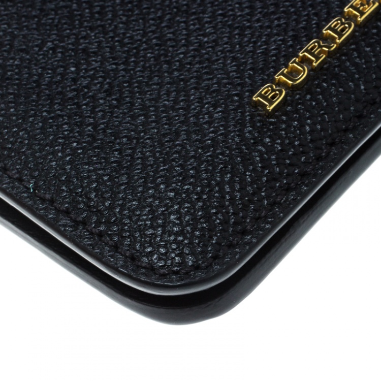 Pre Owned Burberry Black Leather Camberwellid Card Case Holder