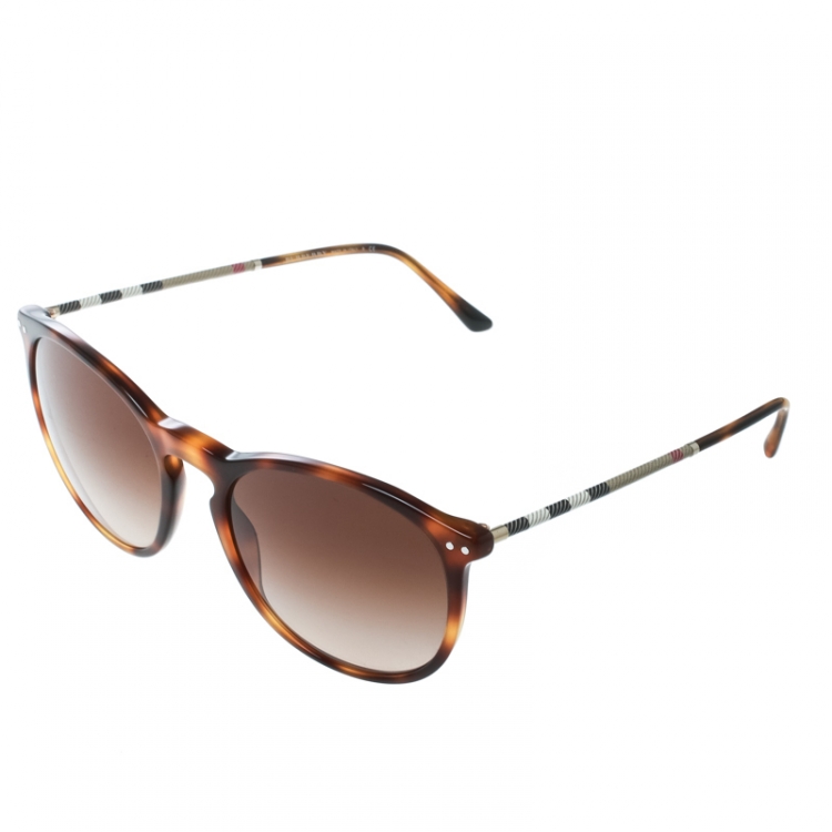 Pre Owned Burberry Havana/Brown Gradient B2450-Q Round Wayfarer Sunglasses