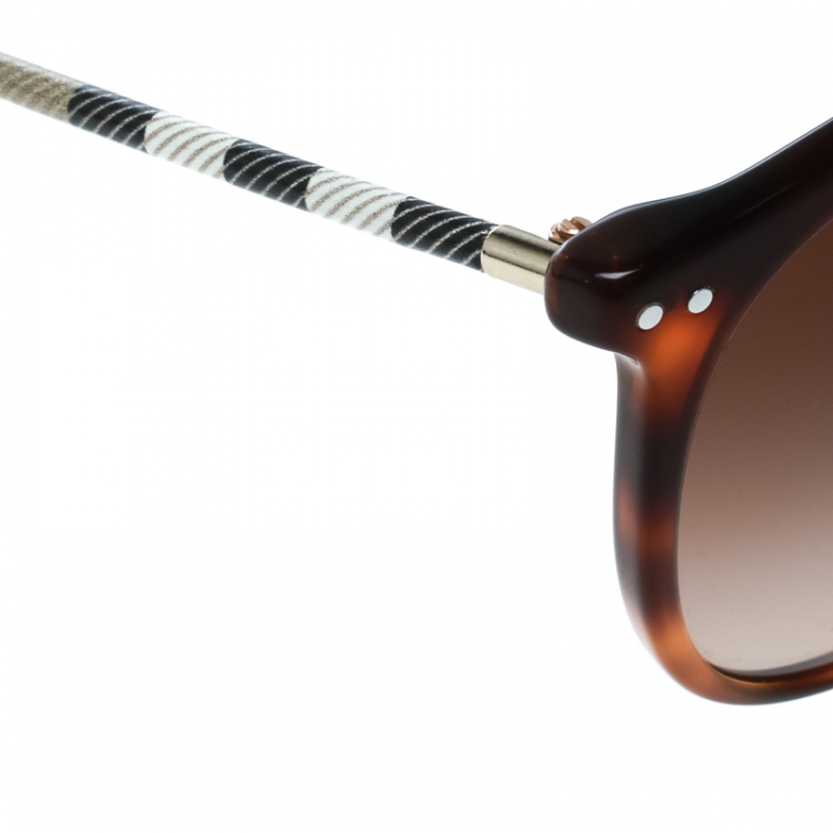 Pre Owned Burberry Havana/Brown Gradient B2450-Q Round Wayfarer Sunglasses