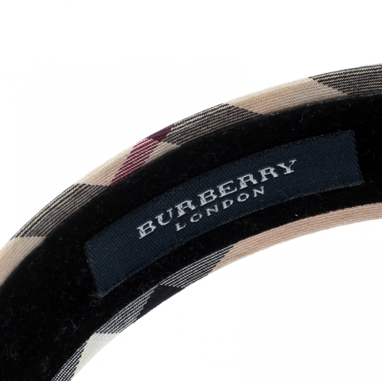Pre Owned Burberry Beige Novacheck Fabric Headband