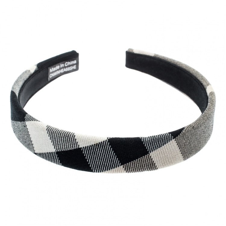 Pre Owned Burberry Beige Novacheck Fabric Headband 