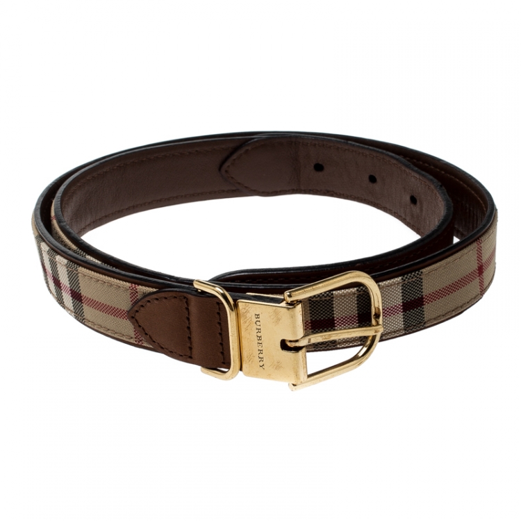 مملوكة مسبقًا Burberry Beige/Brown Housecheck Canvas Belt 80CM