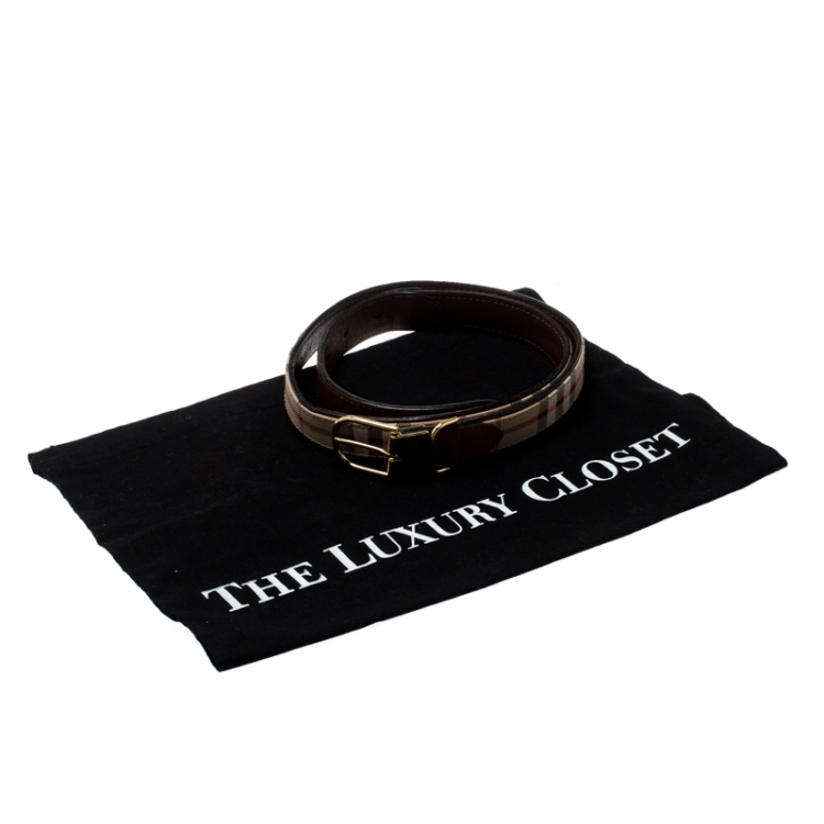 مملوكة مسبقًا Burberry Beige/Brown Housecheck Canvas Belt 80CM