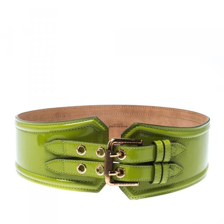 Burberry Green Patent Leather Double Buckle Waist Belt 75cm Burberry | TLC