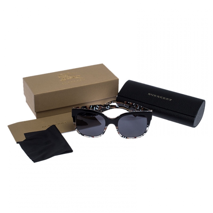 مملوكة مسبقًا Burberry Black House Check B 4271 Square Sunglasses
