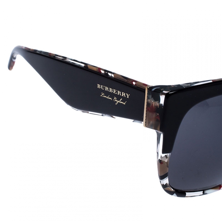 مملوكة مسبقًا Burberry Black House Check B 4271 Square Sunglasses