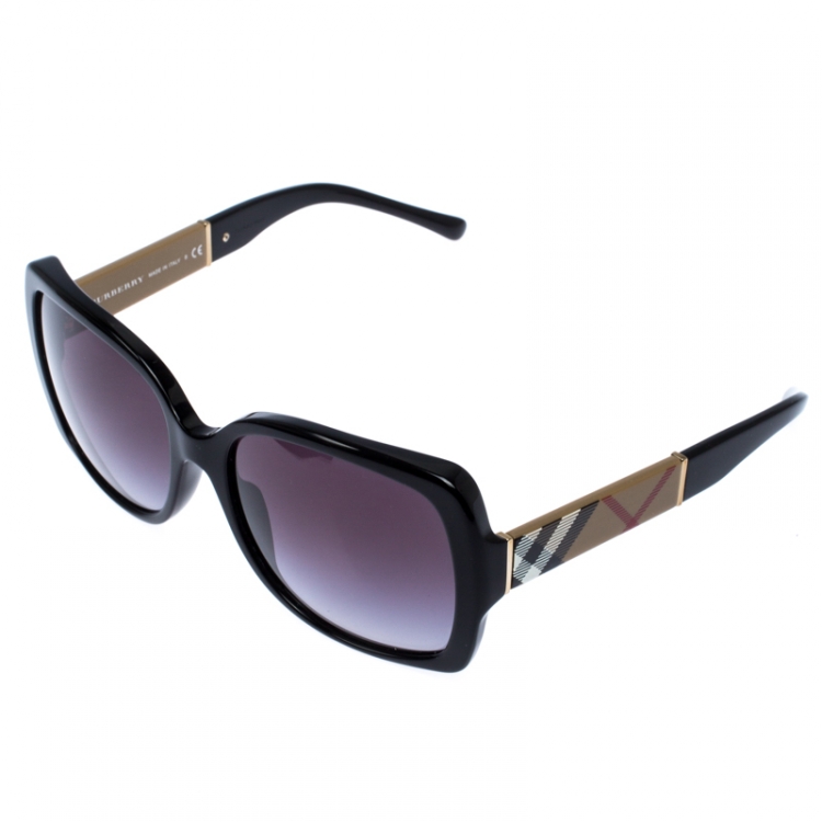 Pre Owned Burberry Novacheck and Black/ Grey Gradient B4160 Square Sunglasses