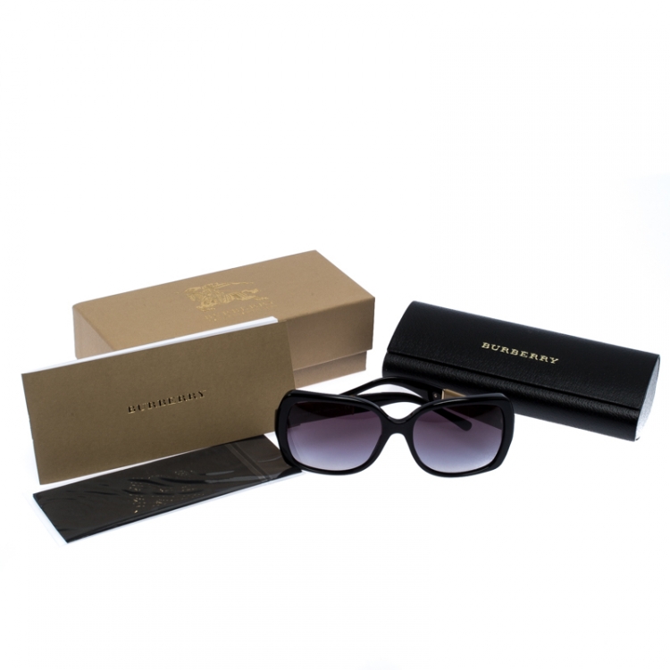 Pre Owned Burberry Novacheck and Black/ Grey Gradient B4160 Square Sunglasses