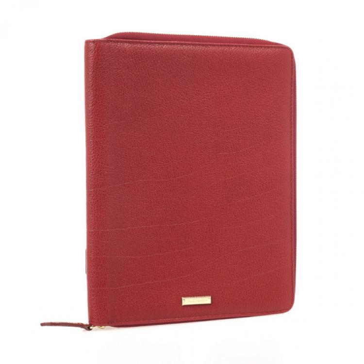 Pre Owned Burberry London Red Leather iPad Case