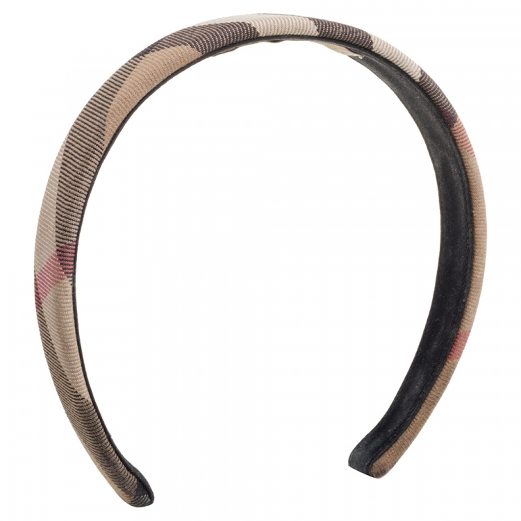 Pre Owned Burberry Beige Novacheck Canvas Headband