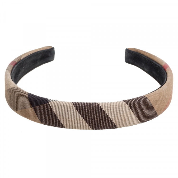 Pre Owned Burberry Beige Novacheck Canvas Headband
