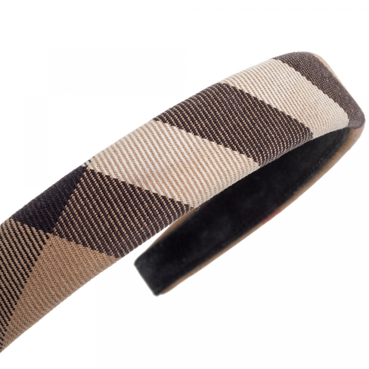 Pre Owned Burberry Beige Novacheck Canvas Headband