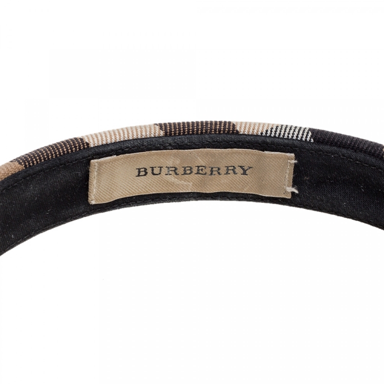 Pre Owned Burberry Beige Novacheck Canvas Headband