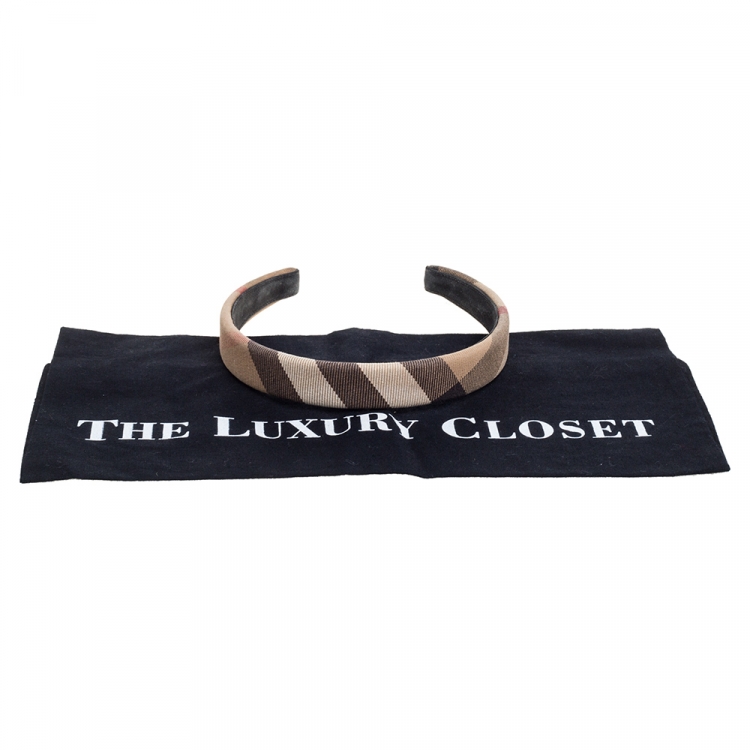 Pre Owned Burberry Beige Novacheck Canvas Headband