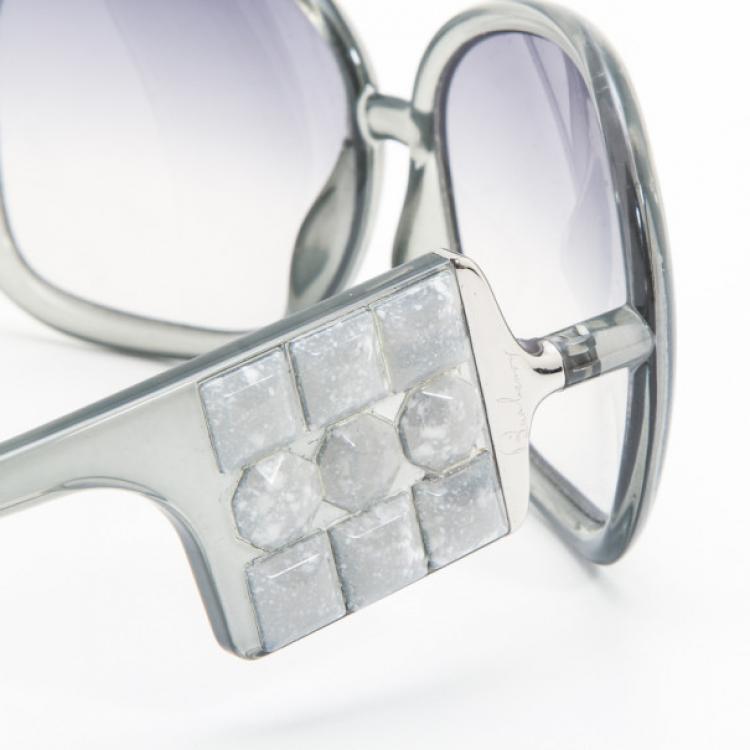 Pre Owned Burberry Clear Oversized Round Framed Sunglasses