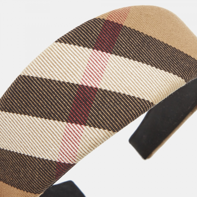 Pre Owned Burberry Beige Giant Checked Head Band