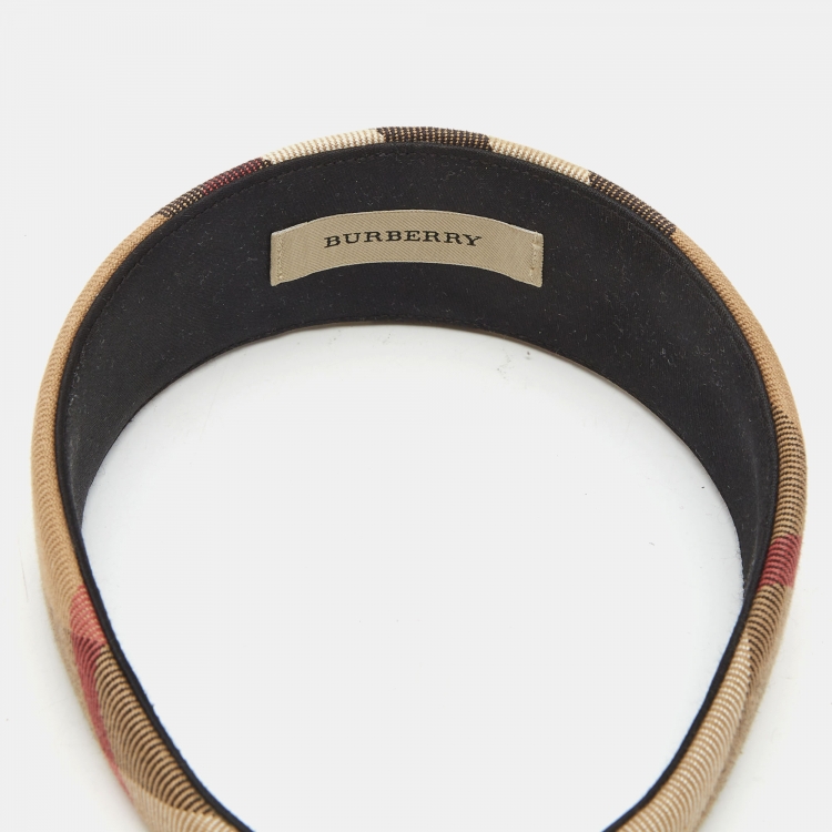 Pre Owned Burberry Beige Giant Checked Head Band