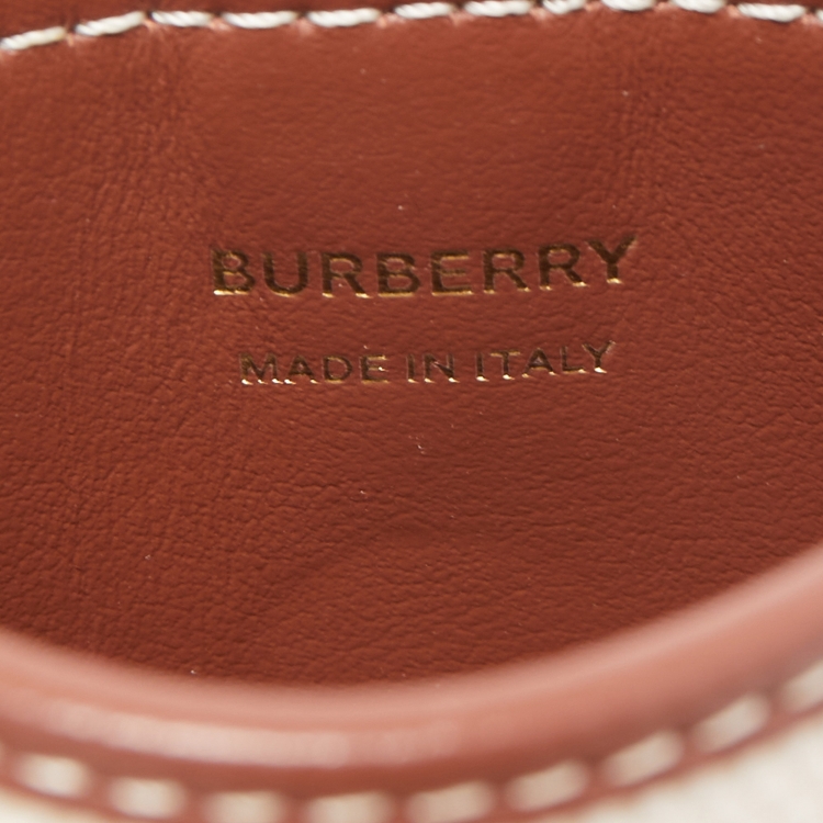 Pre Owned Burberry Off White/Brown Canvas And Leather Anne Phone Case