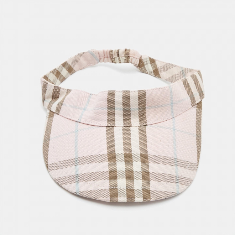 Pre Owned Burberry Pink Nova Check Print Cotton Visor One Size
