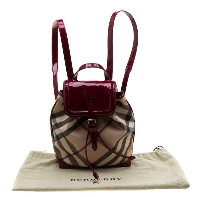 Burberry Beige/Red PVC and Patent Leather Backpack