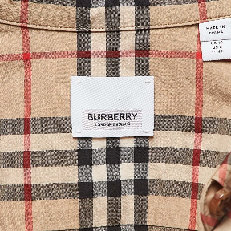 Pre Owned Burberry Beige Nova Check Cotton Shirt M