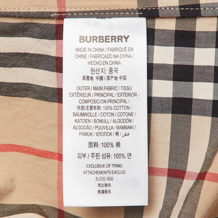 Pre Owned Burberry Beige Nova Check Cotton Shirt M