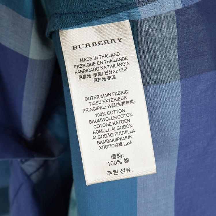 Pre Owned Burberry Blue Checked Long Sleeve Button Front Shirt S