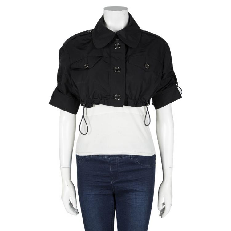 Pre Owned Burberry London Black Zip Front Short Sleeve Trench Bolero Jacket S