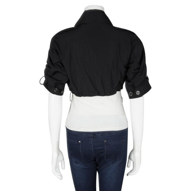 Pre Owned Burberry London Black Zip Front Short Sleeve Trench Bolero Jacket S