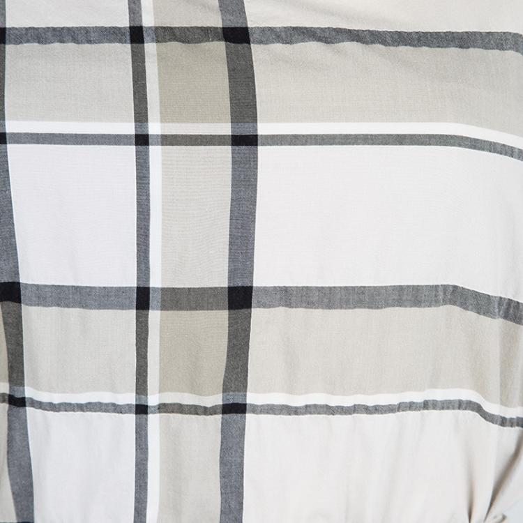 Pre Owned Burberry Brit Beige Checked Cotton Belted Kristie Dress M