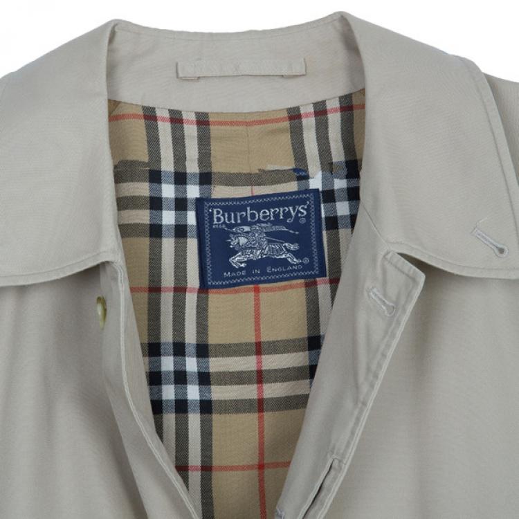 Pre Owned Burberry Taupe Men's Cotton Trench Coat XXXL