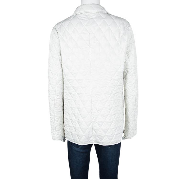 Pre Owned Burberry London Off White Diamond Quilted Constance Jacket L