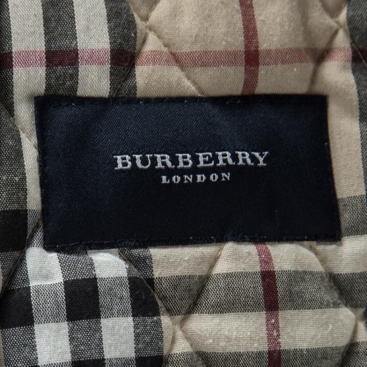Pre Owned Burberry London Off White Diamond Quilted Constance Jacket L