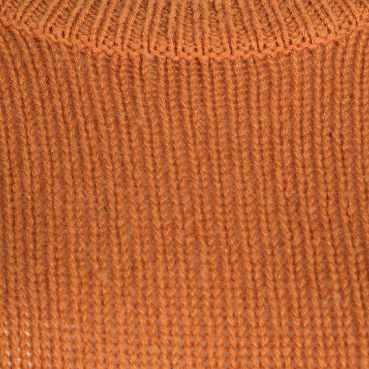 Pre Owned Burberry Brit Orange Wool Cashmere Novacheck Cuff Detail Sweater XS