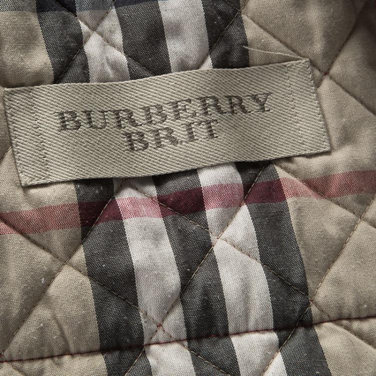 Pre Owned Burberry Brit Red Diamond Quilted Button Front Jacket XS