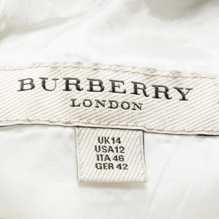 Pre Owned Burberry London Off White Short Sleeve Peplum Dress L