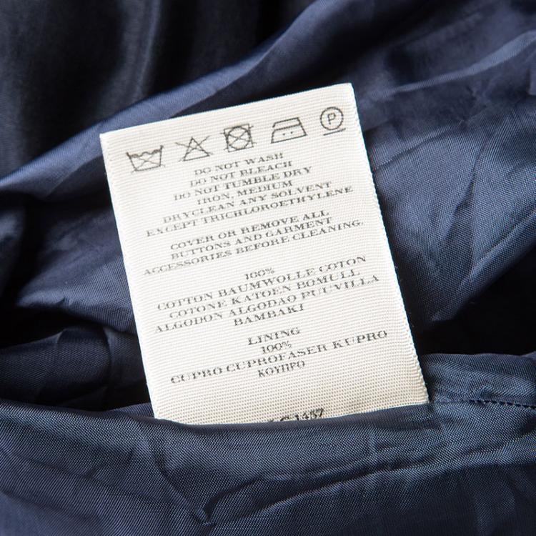 مملوكة مسبقًا Burberry London Navy Blue Cotton Gathered Tiered Faux Wrap Skirt M