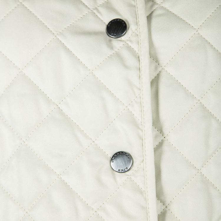 مملوكة مسبقًا Burberry Brit Pale Yellow Diamond Quilted Button Front Jacket XL