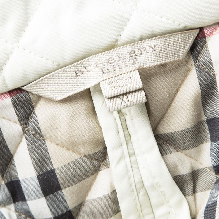 مملوكة مسبقًا Burberry Brit Pale Yellow Diamond Quilted Button Front Jacket XL