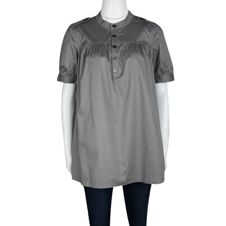 Pre Owned Burberry Brit Grey Cotton Short Sleeve Tunic M